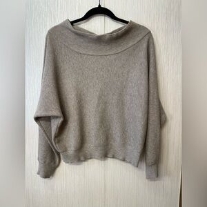 Chic Off-the-Shoulder Tan Sweater